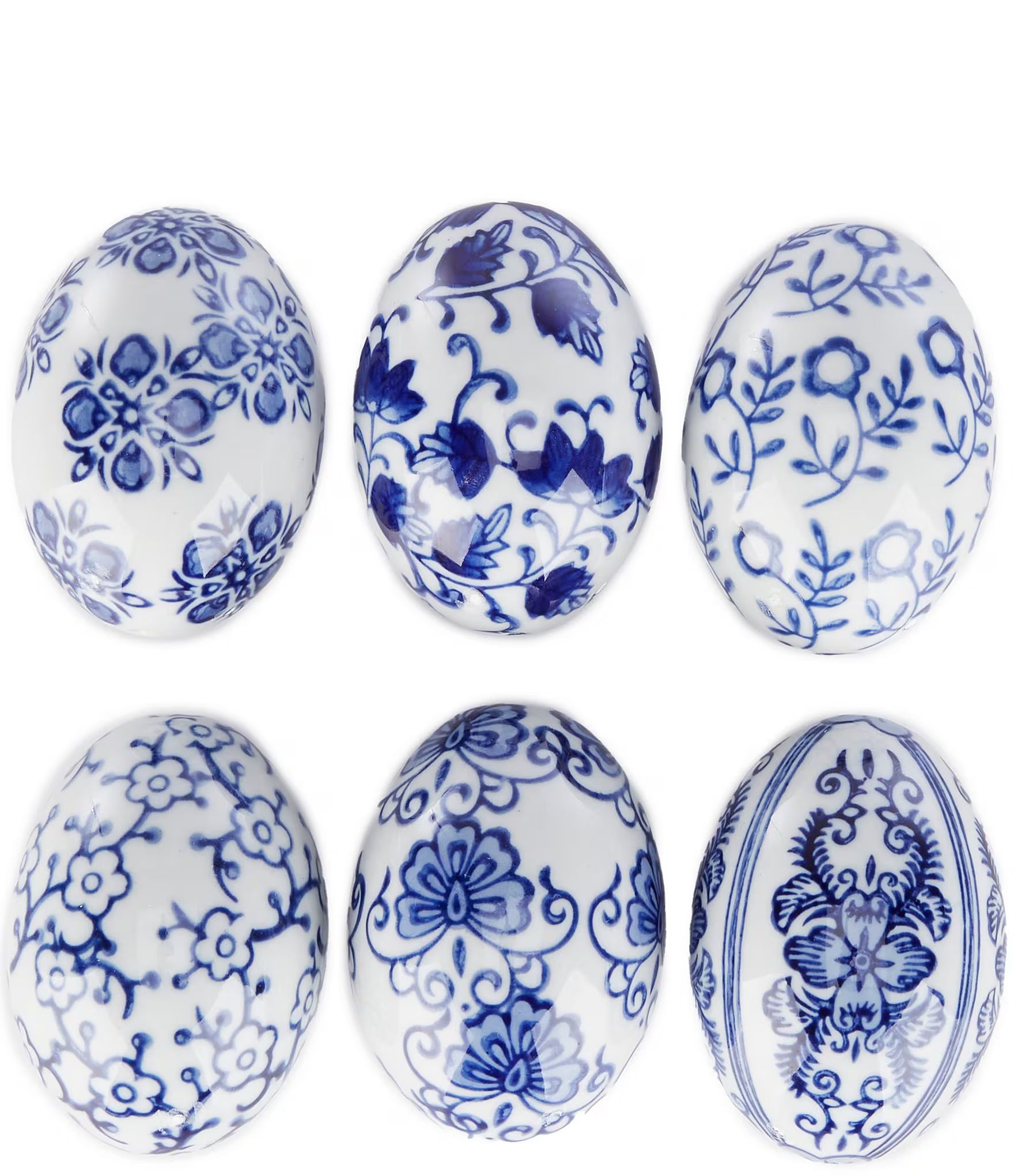 Easter Collection Blue & White Chinoiserie Decorative Egg 6-Piece Set | Dillard's