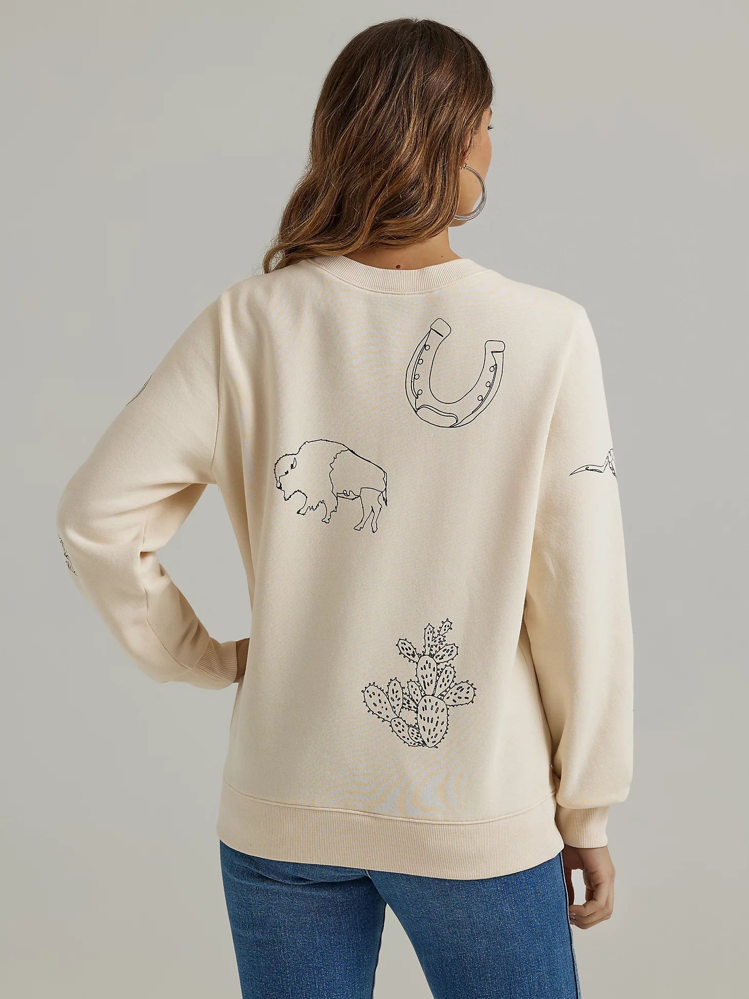 Women's Wrangler Cowboy Icons Pullover Sweatshirt in Egret | Wrangler