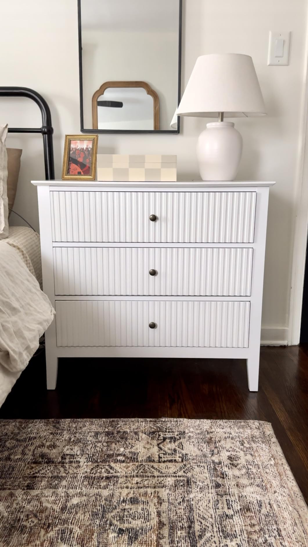 White Fluted 3 Drawer Dresser for Bedroom, Wide Chest of Drawers with Ball Bearing Slide, Waterpr... | Amazon (US)