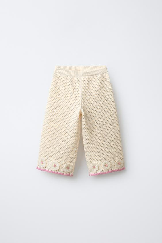 CROCHET KNIT FLORAL CULOTTES | Zara US