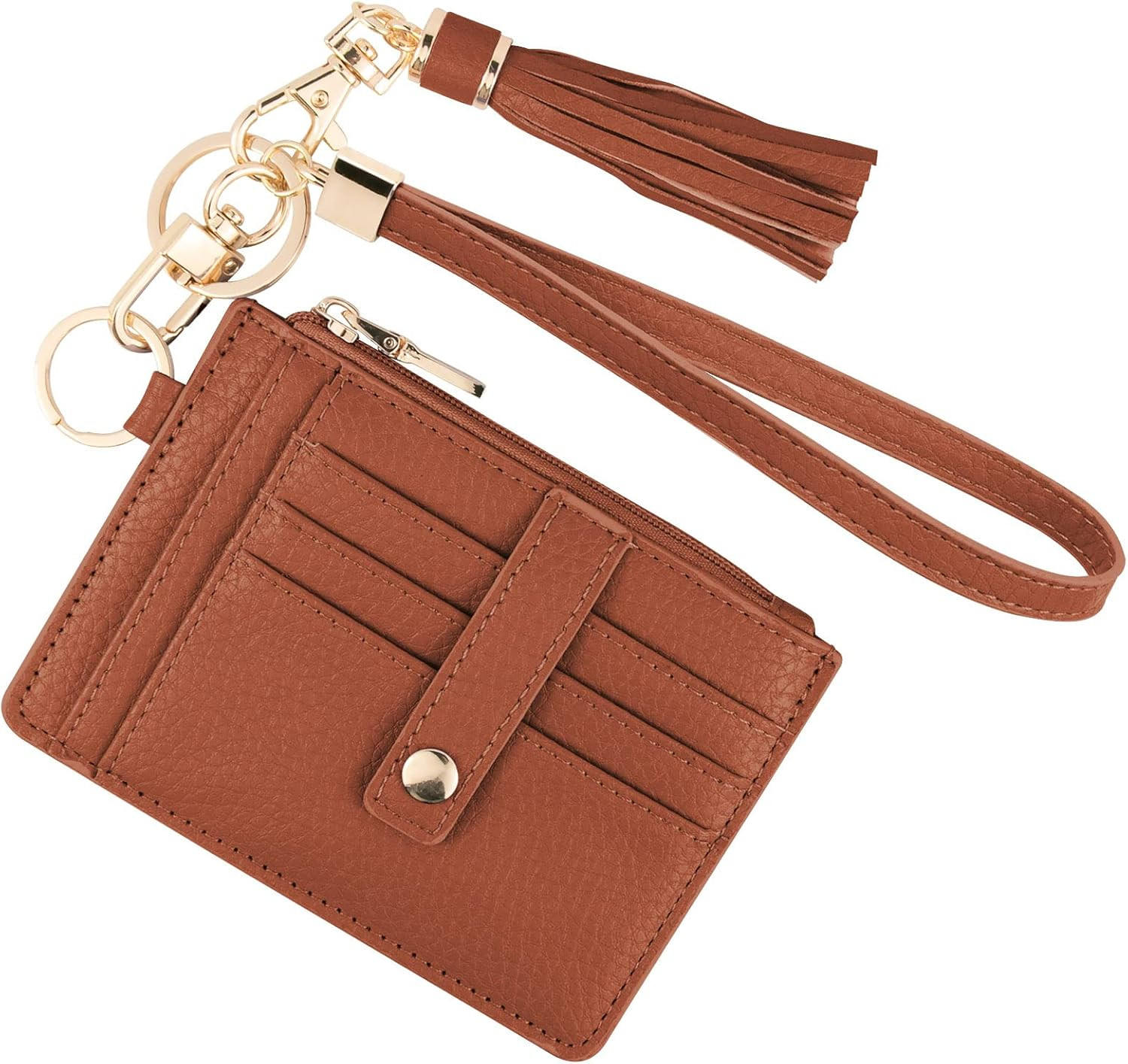 KNGITRYI Card Holder,Wristlet Keychain With Wallet RFID Credit Card Holder Wristlet Zip Id Case W... | Amazon (US)