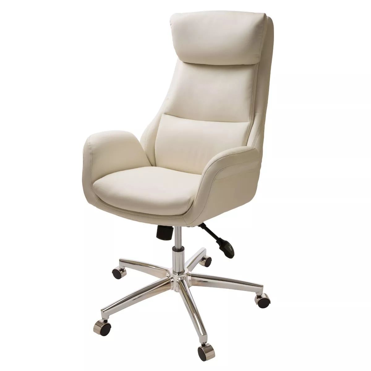 Mid Century Modern Bonded Leather Gaslift Adjustable Swivel Office Chair Cream - Glitzhome | Target