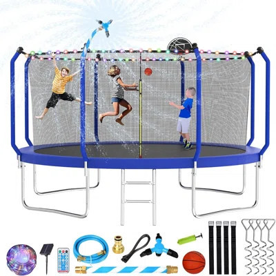 Sapphome Round Backyard Trampoline with Safety Enclosure | Wayfair North America