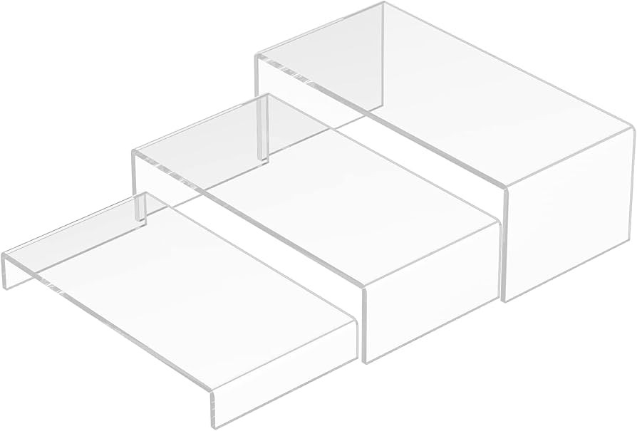 Acrylic Risers Display Stands 3pcs, Rectangular Dessert Table Display Set, Clear Display Shelf fo... | Amazon (US)