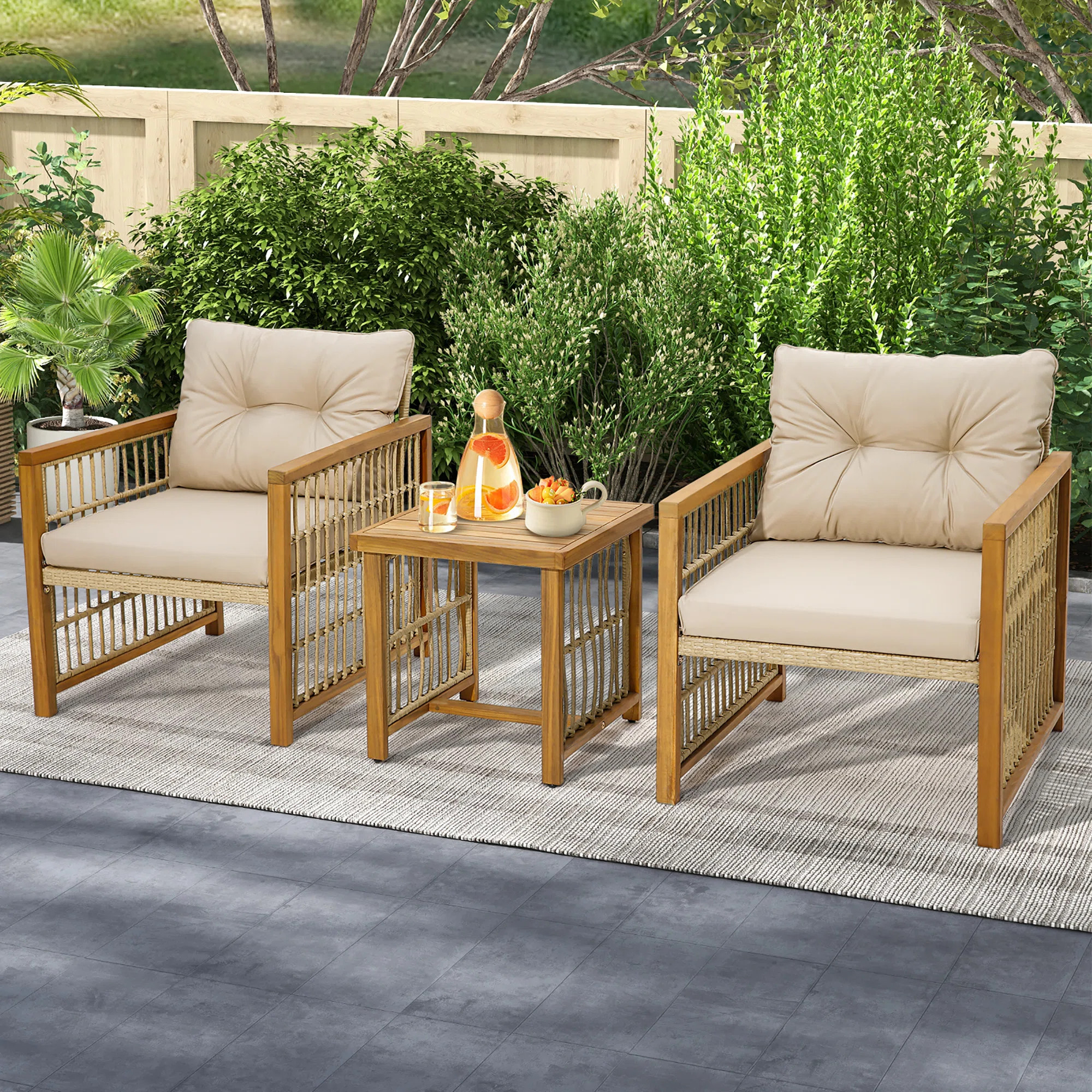 Bayou Breeze Antoan Square 2 - Person 19'' L Outdoor Restaurant Bistro Set with Cushions & Review... | Wayfair North America