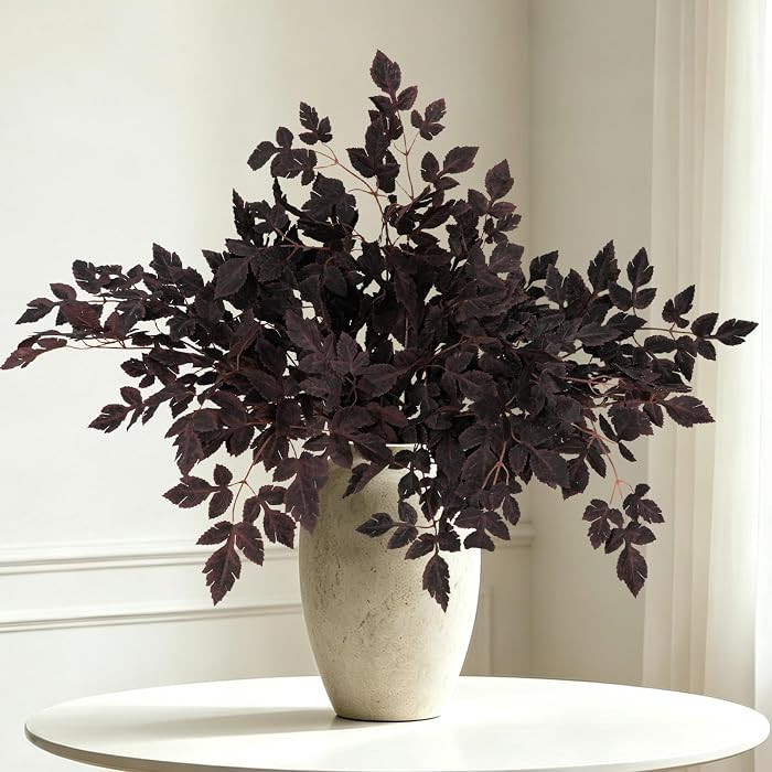 6 Pack Artificial Cimicifuga Leaf Spray, 33" Silk Fake Fall Floral Stems | Amazon (US)