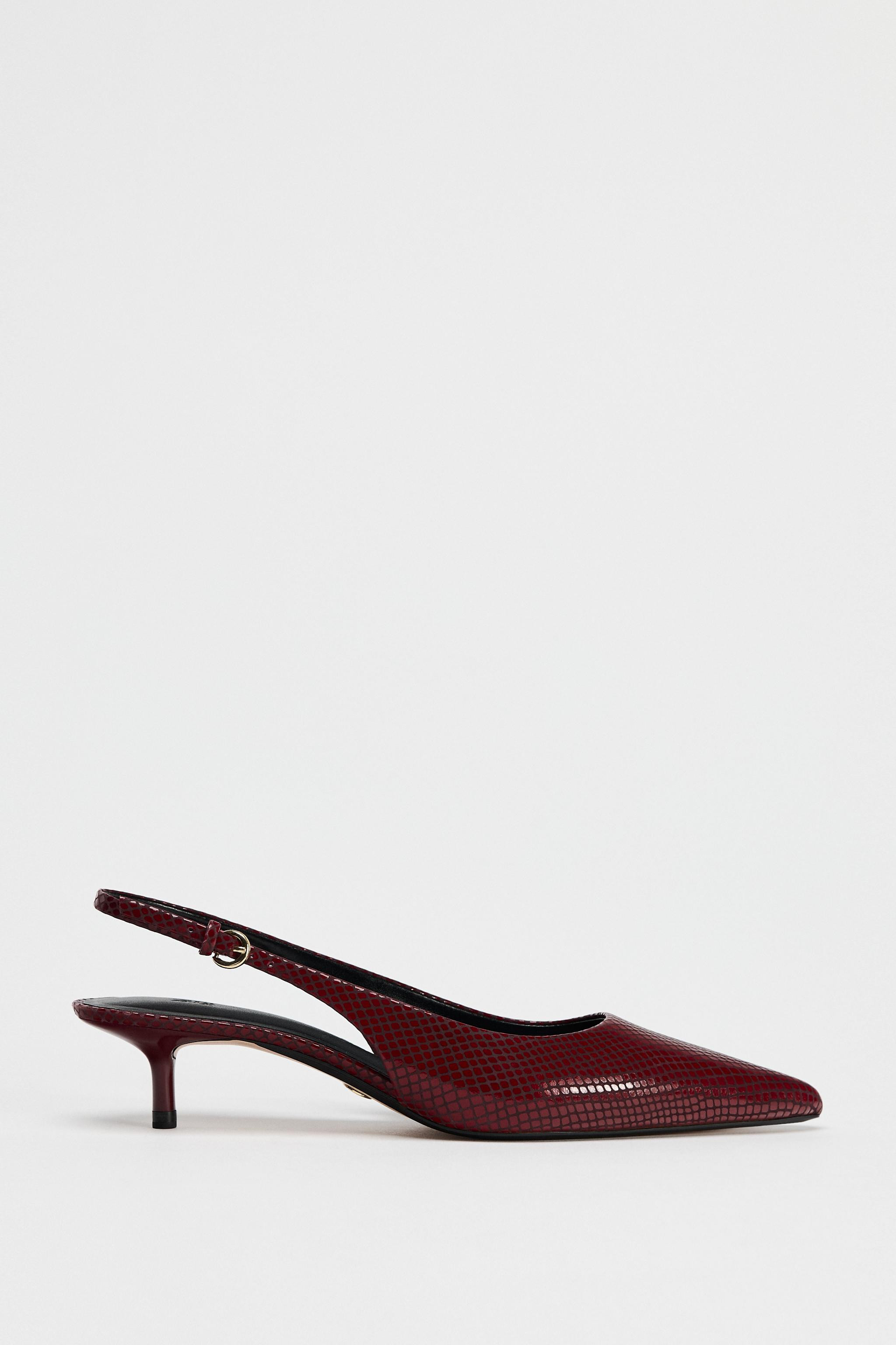 SLINGBACK CON RILIEVO E TACCO IN PELLE LIMITED EDITION | Zara US