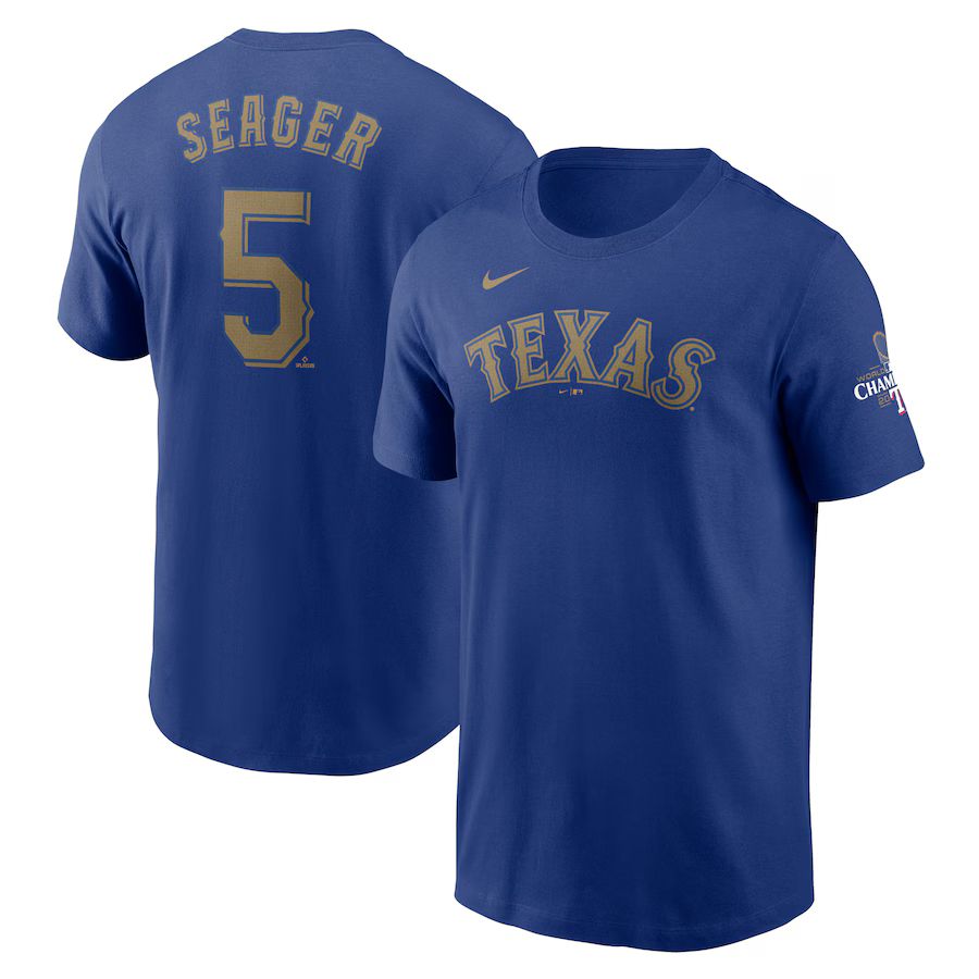Men's Texas Rangers Corey Seager Nike Royal 2024 Gold Collection Name & Number T-Shirt | MLB Shop