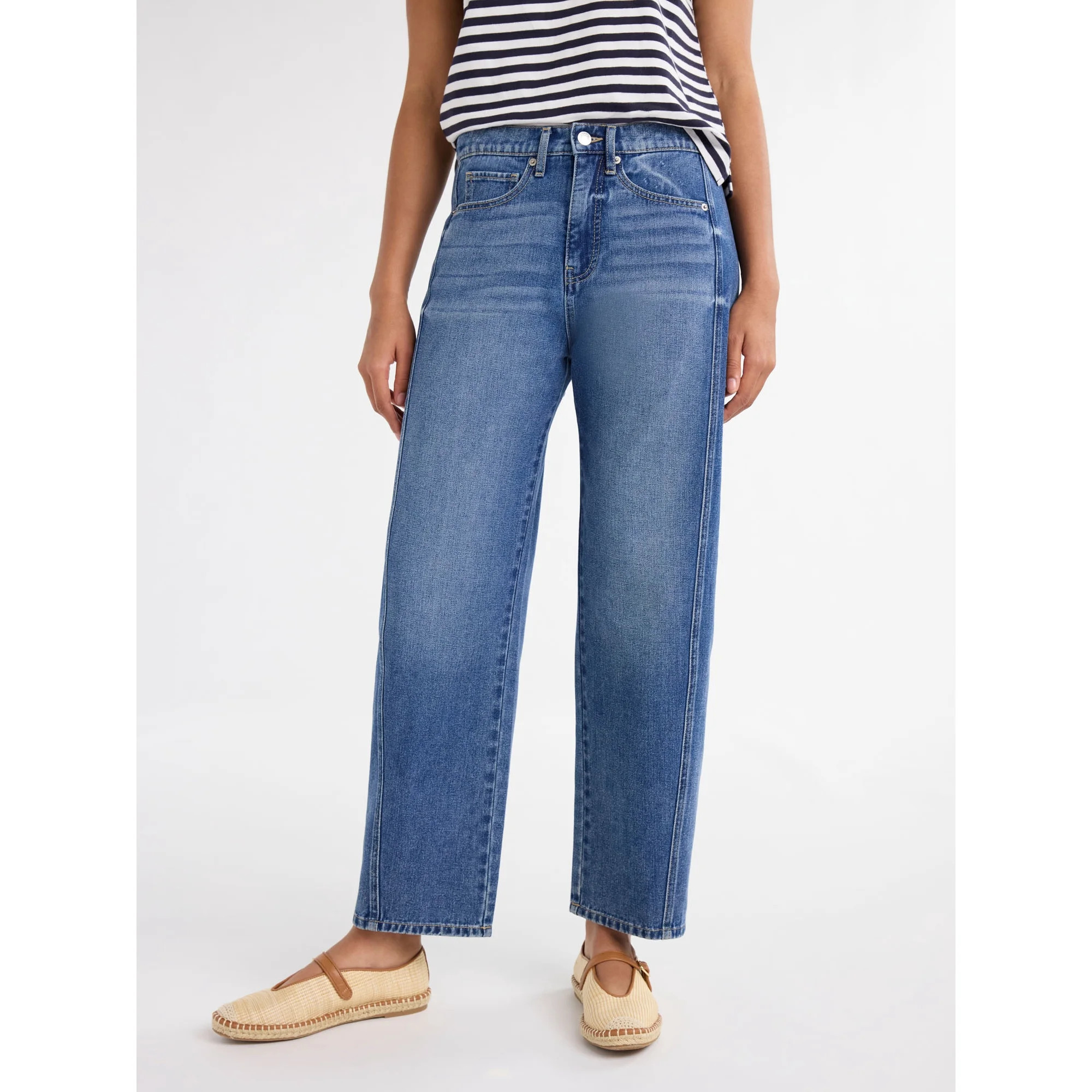 Free Assembly Women's Relaxed Barrel Ankle Jeans, 26.5” Inseam, Sizes 0-18 | Walmart (US)
