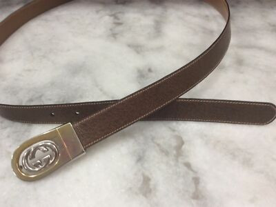 Vintage Gucci Parfums Gold Silver GG Belt Buckle  Made in Italy Authentic 41”L | eBay US