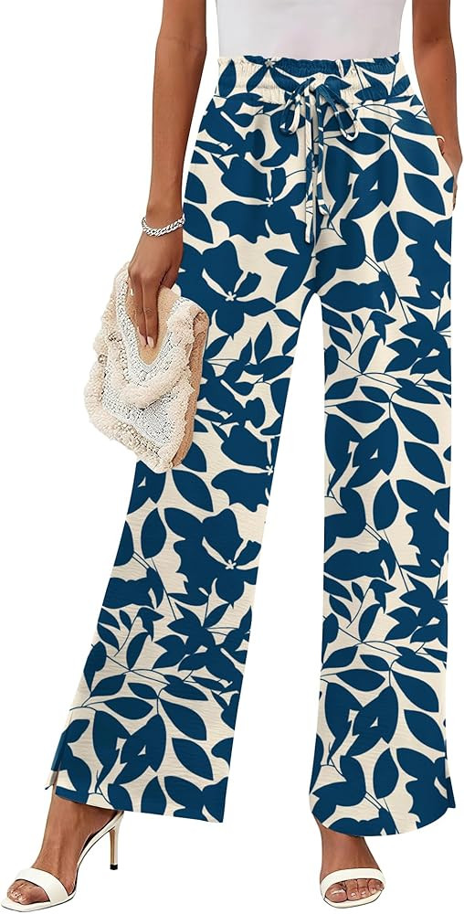 Rapbin Wide Leg Pants Woman Palazzo Pants High Waisted Drawstring Spring Summer Casual Flowy Trou... | Amazon (US)