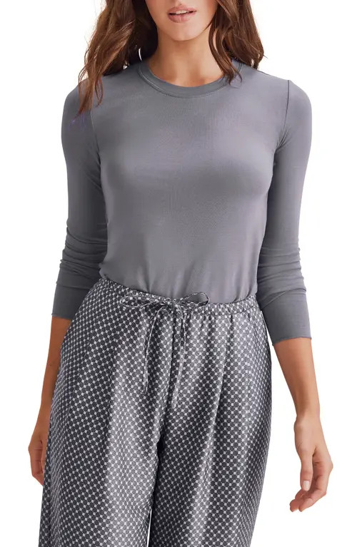 Splendid Long Sleeve Crewneck T-Shirt in Ash Navy Blue at Nordstrom, Size Small | Nordstrom