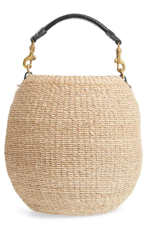 Clare V. Pot de Miel Top Handle Straw Basket Bag in Cream at Nordstrom | Nordstrom