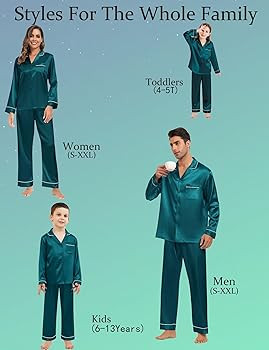 SWOMOG Family Matching Button Down Pajamas Pjs Silk Satin Long Sleeve Shirt Long Pants Set Sleepw... | Amazon (US)
