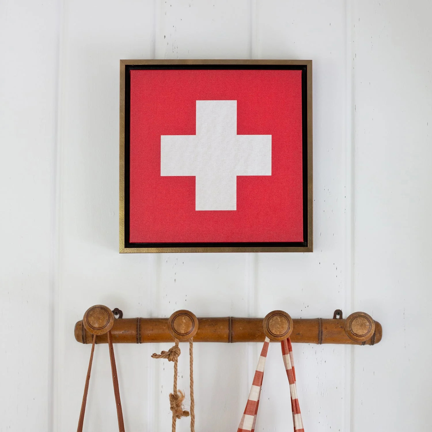 Swiss Cross Canvas Wall Art. Square | Lindsay Letters, LLC