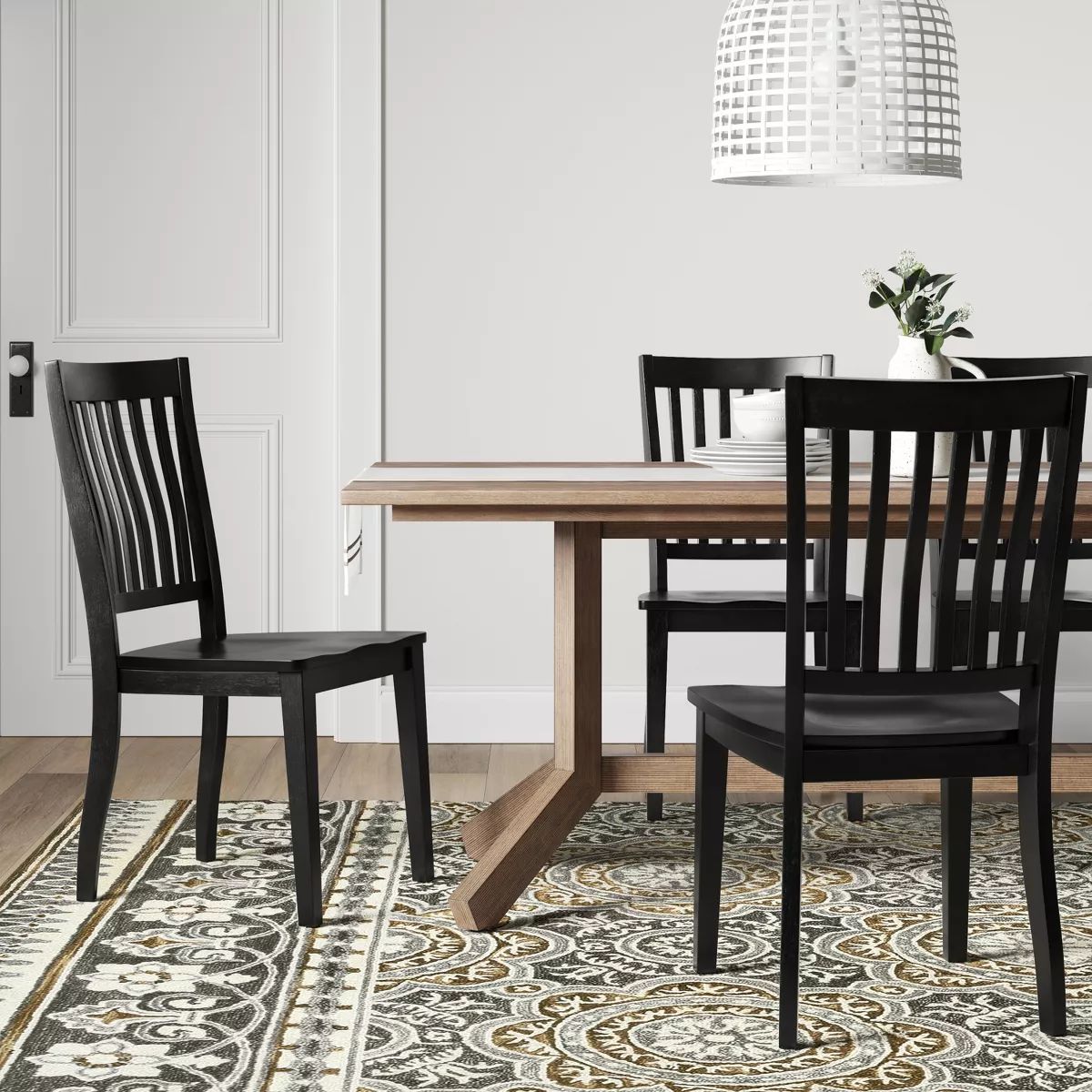 2pk Holden Slat Back Dining Chair Black - Threshold™ | Target