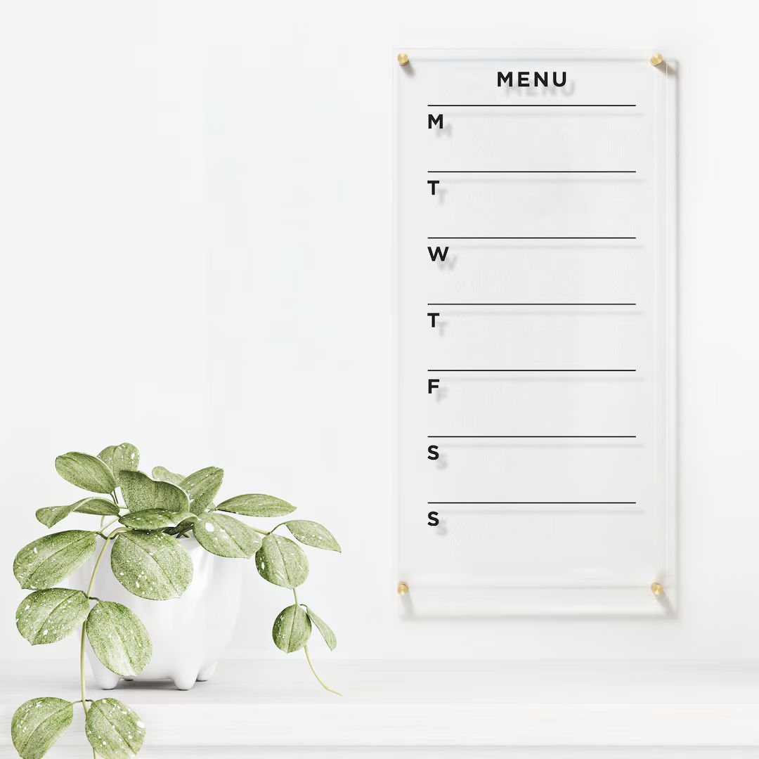 Acrylic Menu Board for Wall | Personalized Dry Erase Menu | Kitchen Decor | Meal Planner for Wall... | Etsy (US)