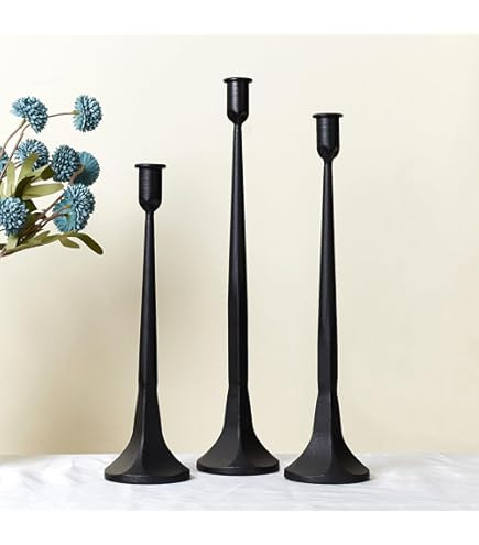 TIED RIBBONS Candlestick Holders | Iron, 3 Pcs | Mud Candle Stick Holders | Taper Candle Holders ... | Amazon (US)