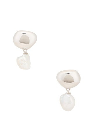 SHASHI Pearl Drop Earring in Silver & Pearl from Revolve.com | Revolve Clothing (Global)