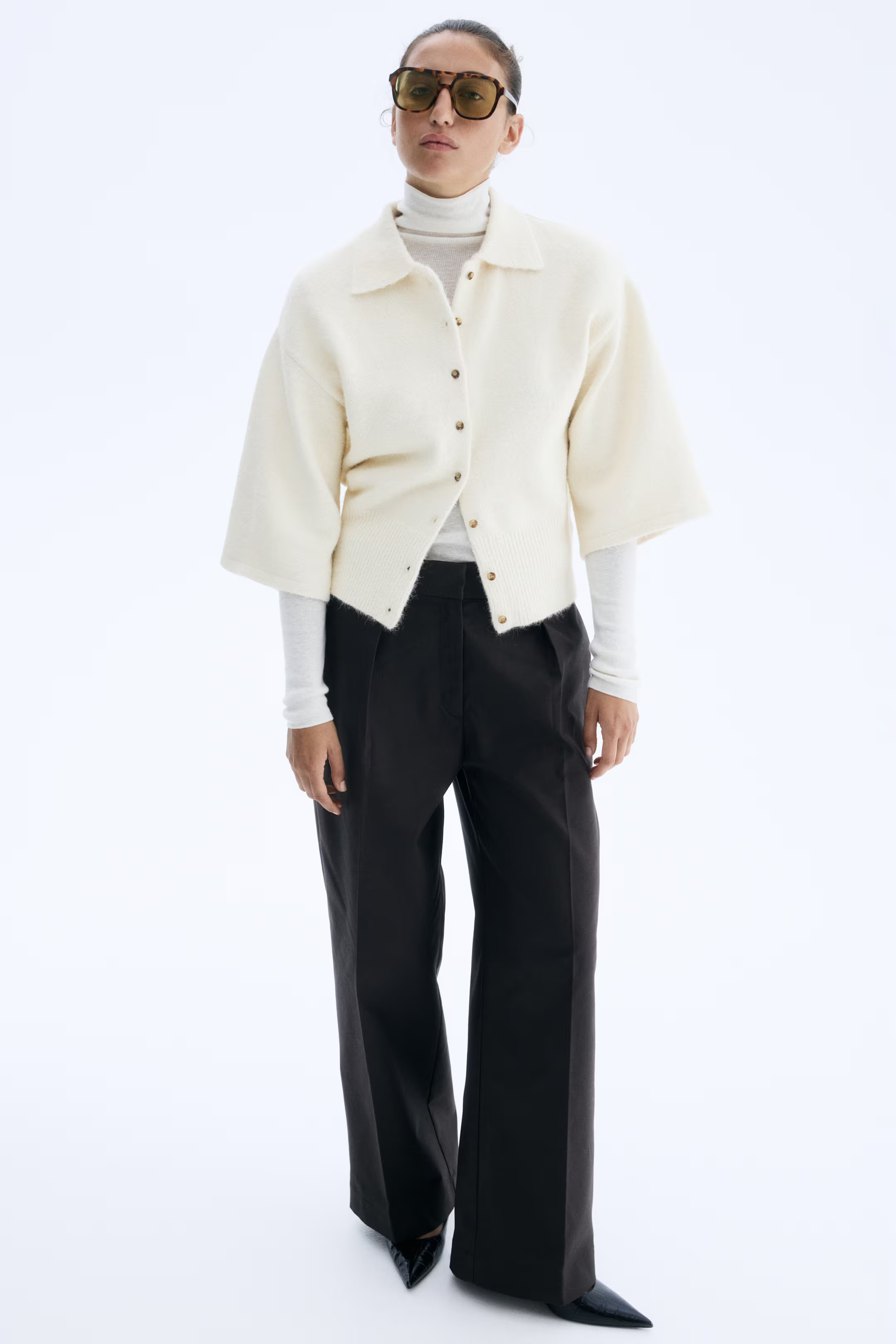 Collared cardigan - Light beige - Ladies | H&M GB | H&M (UK, MY, IN, SG, PH, TW, HK)