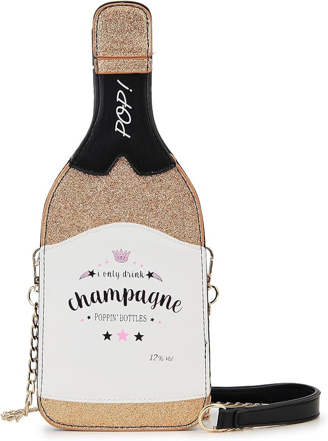 Champagne Bottle Shaped Sequin Martini Purse Fun Women Party Handbag Elegant Evening Purse for Gi... | Amazon (US)