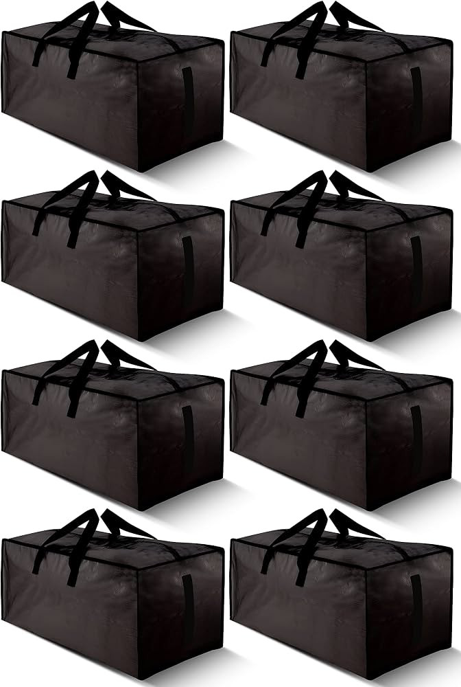 8 Pack Large Strong Moving Bags with Zippers & Carrying Handles - Water-Resistant - Heavy Duty St... | Amazon (US)