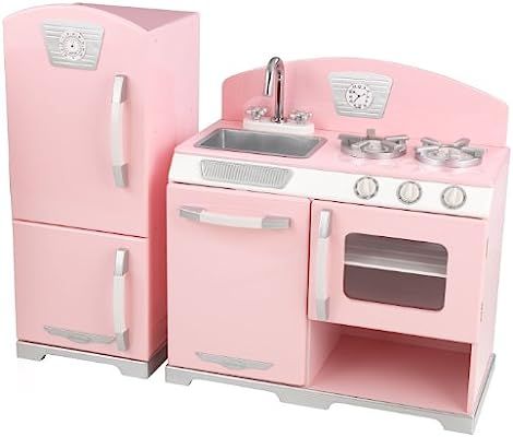 Kidkraft Retro Kitchen and Refrigerator in Pink | Amazon (US)