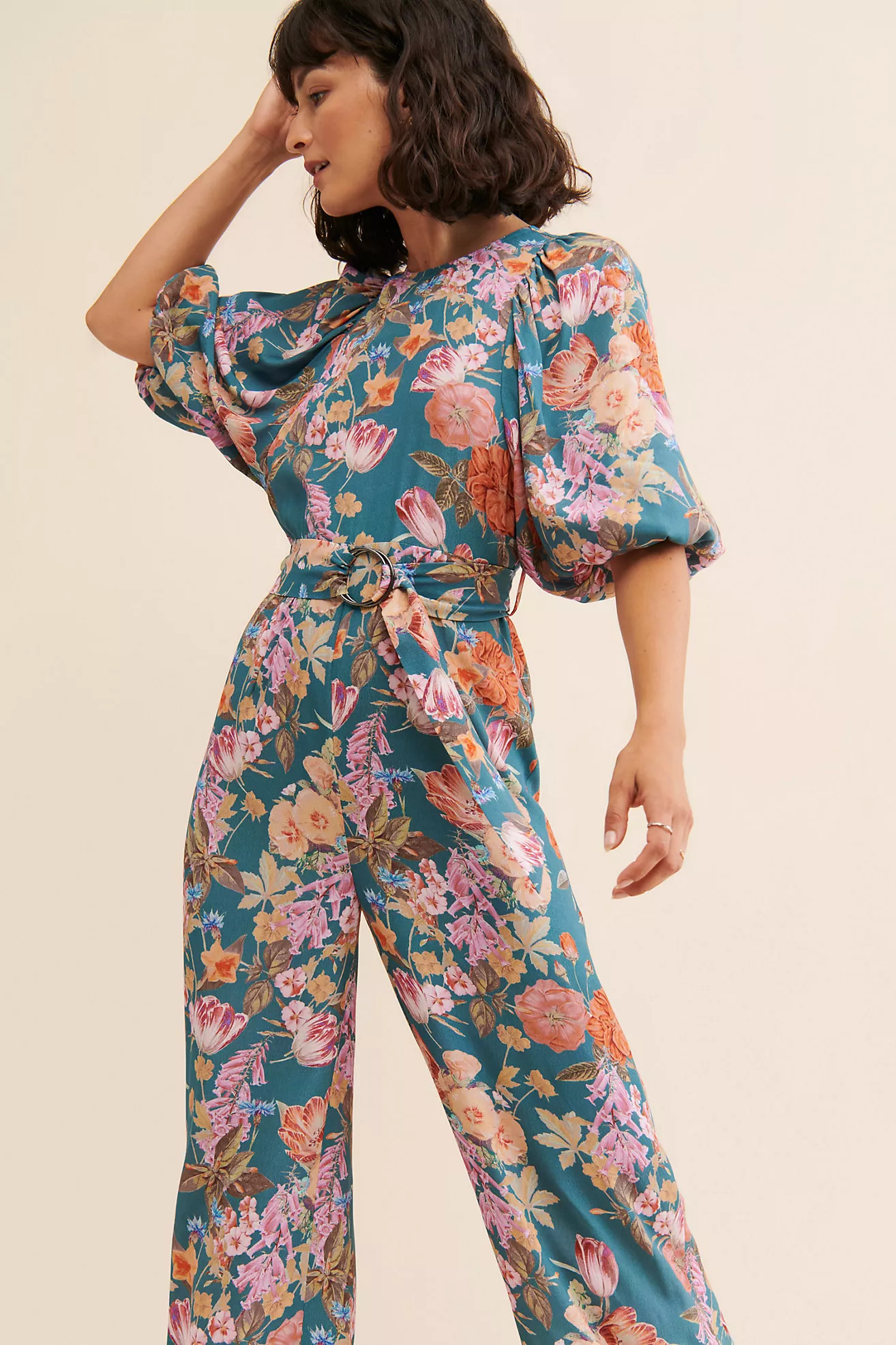 Kachel Floral Balloon Sleeve Jumpsuit | Anthropologie (US)