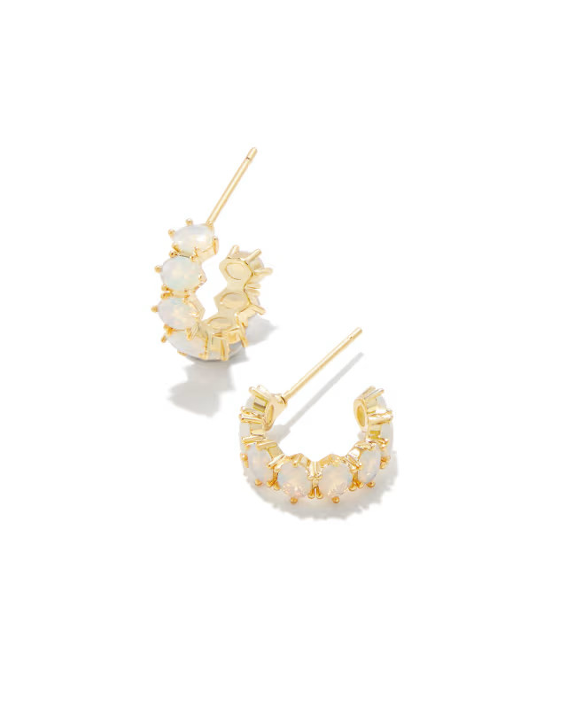 Cailin Gold Huggie Earrings in Champagne Opal Crystal | Kendra Scott