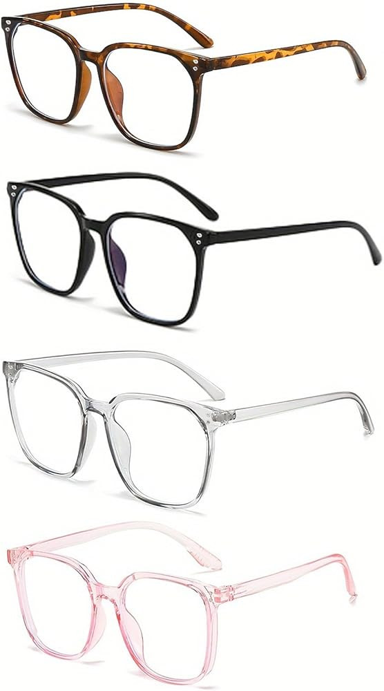 4 Pack Blue Light Glasses, Computer/Gaming/TV/Phones Glasses for Women and Men, Anti Eye Strain L... | Amazon (US)