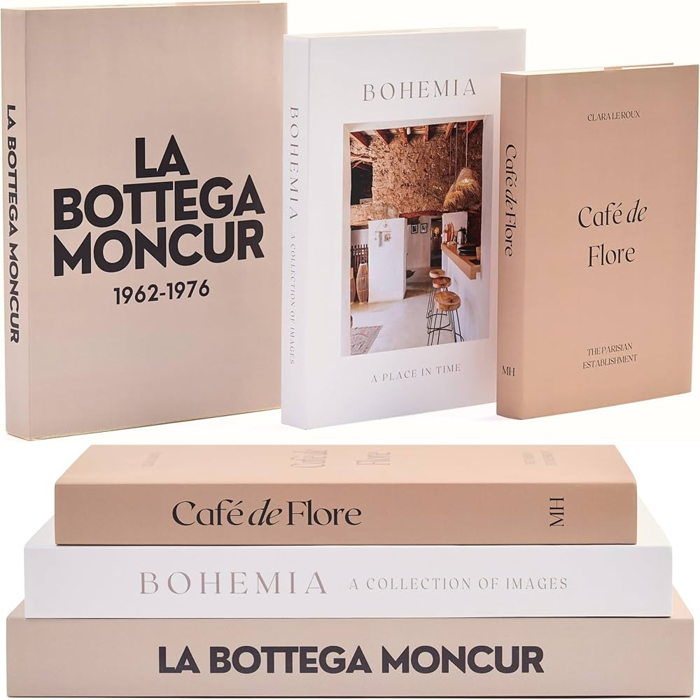 Coffee Table Books set of 3 Decorative Books Neutral Room Decor Aesthetic Shelf Decor Beige White... | Amazon (US)