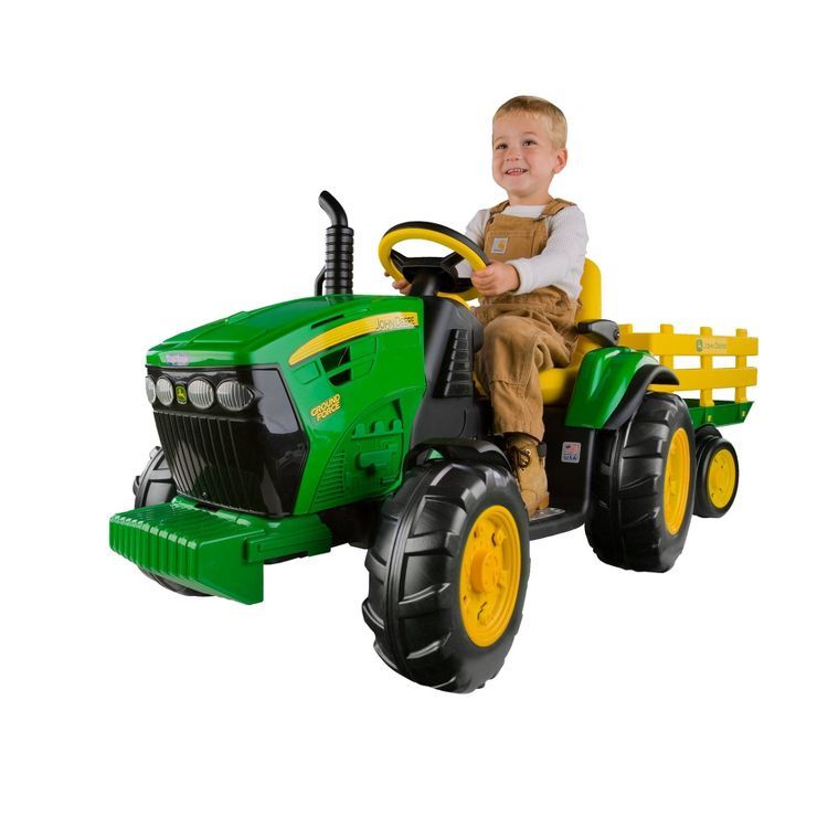 Peg Perego 12V John Deere Ground Force Tractor with Trailer Powered Ride-On - Green | Target