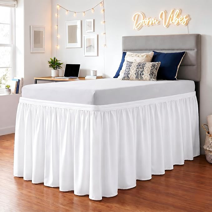 SGI bedding Dorm Bed Skirt Twin XL 36 Inch Drop Length - White, Ruffled Pattern College Dorm Room... | Amazon (US)