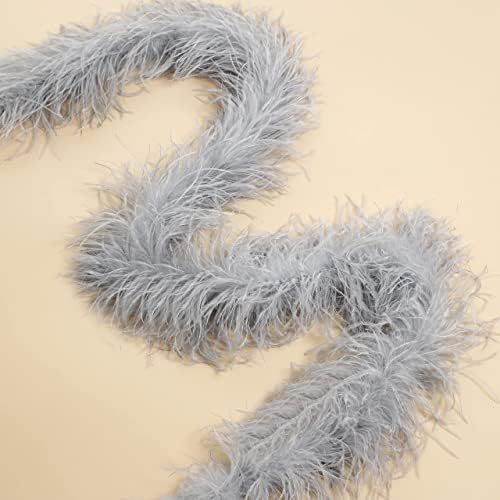 Soarer Grey Ostrich Feather Boas – 2yards 3ply Long Boas for Party, DIY Production, Clothing Decorat | Amazon (US)