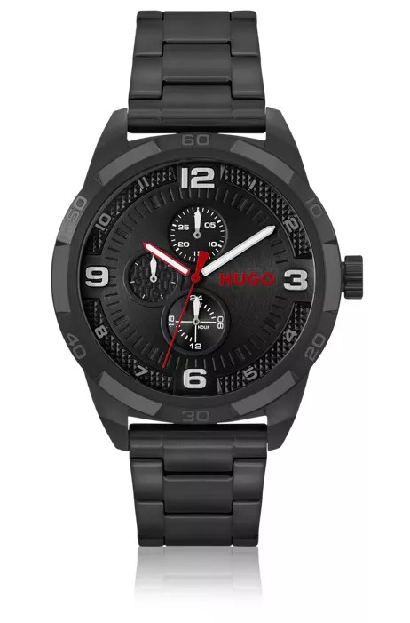 Schwarz beschichtete Uhr mit Gliederarmband | Hugo Boss DE