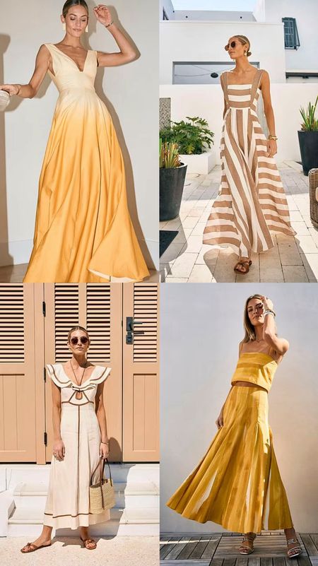 Butter perfect. Love these golden hued gowns and sets. Perfect for vacation or spring wedding guests! 

#LTKwedding #LTKtravel #LTKparties