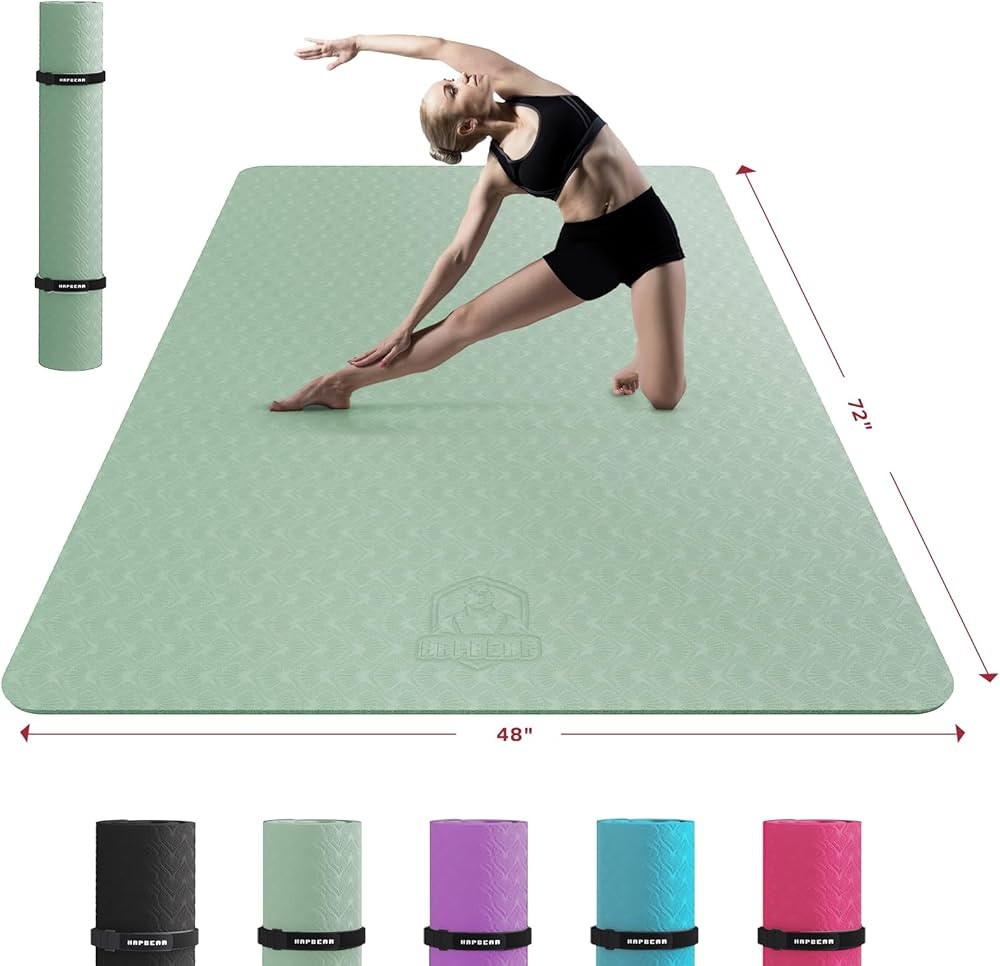 HAPBEAR Extra Large Yoga Mat - 72"x48"/78"x54"x6mm (1/4 inch), Non-Slip, Durable, Eco-Friendly, T... | Amazon (US)
