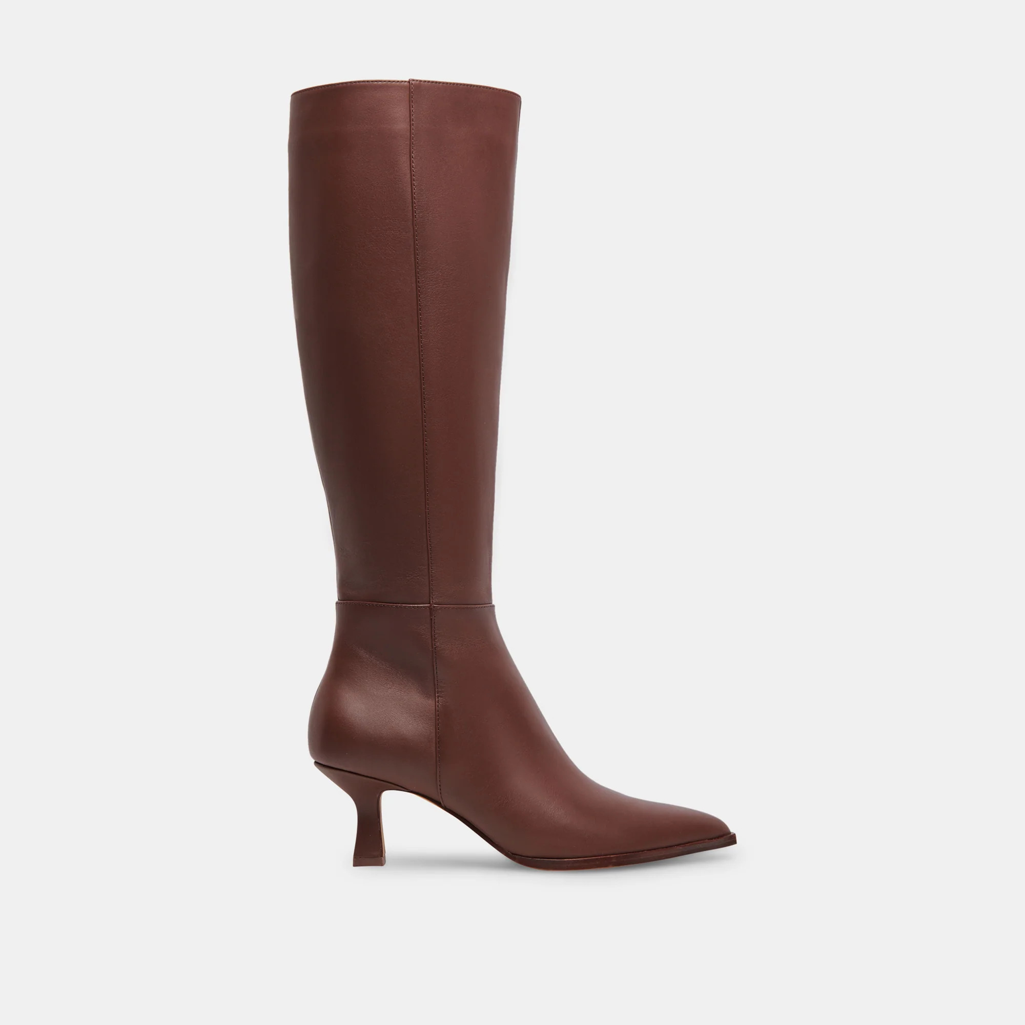 Auggie Wide Calf Boots Chocolate Leather | DolceVita.com