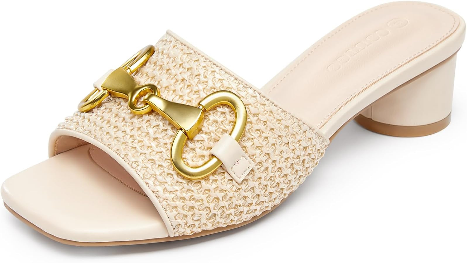 Coutgo Women's Slide Sandals Square Open Toe Slip on Comfortable Mules Block Low Heel Metal Chain... | Amazon (US)