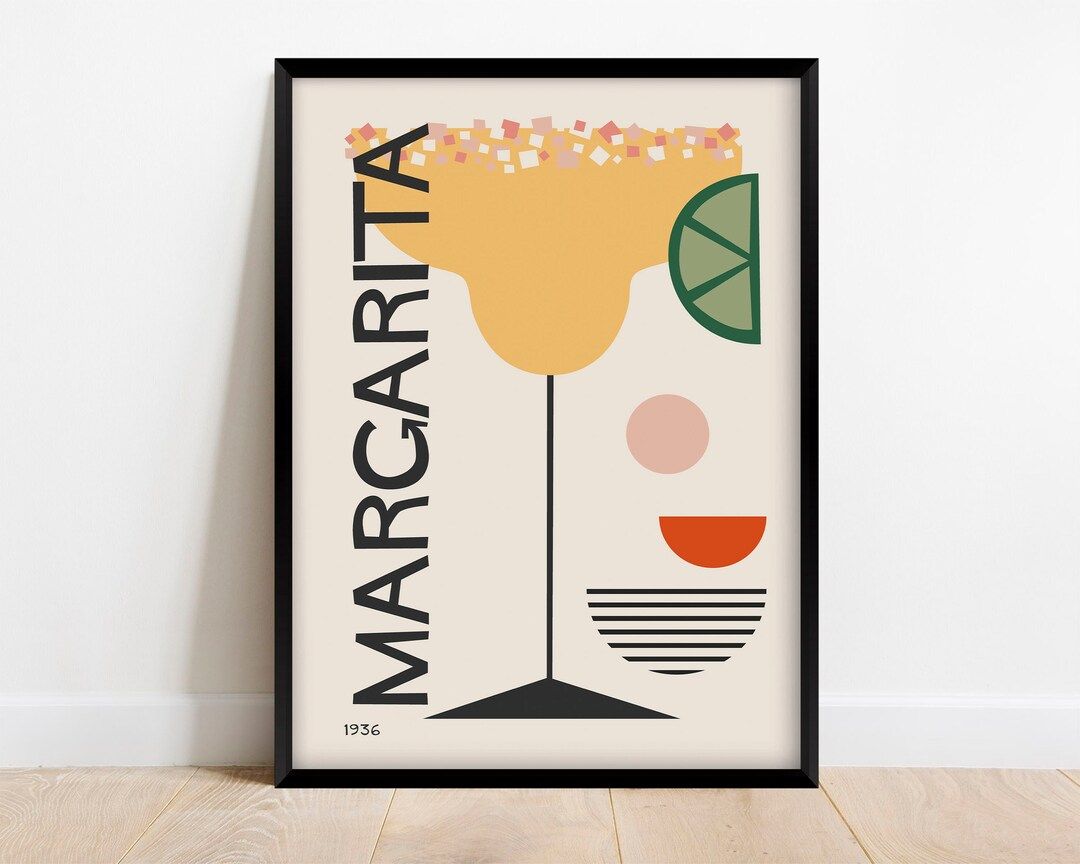Margarita Cocktail Print, Retro Mid Century Modern Bar Decor, Alcohol Print Digital Download | Etsy (US)