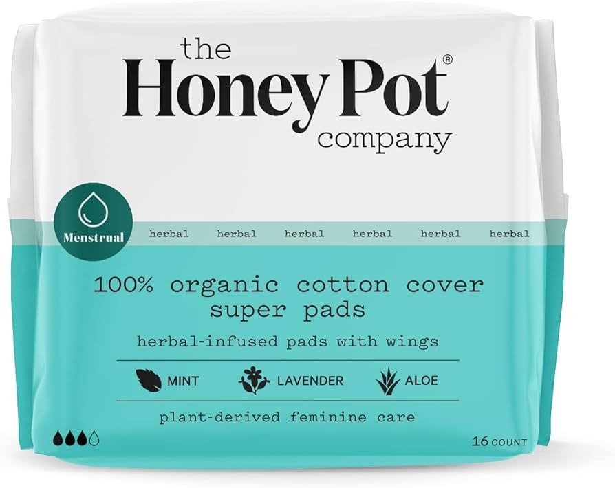 The Honey Pot Company - Herbal Super Absorbency Pads with Wings - Organic Pads for Women - Infuse... | Amazon (US)
