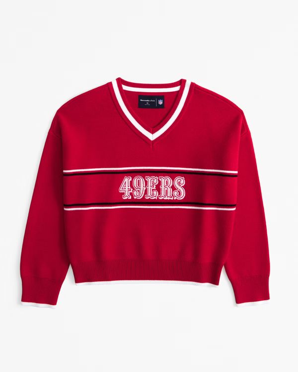 Women's San Francisco 49ers LuxeLoft V-Neck Sweater | Women's Tops | Abercrombie.com | Abercrombie & Fitch (US)