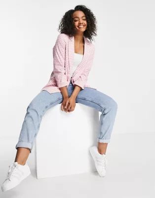 New Look blazer in pink gingham - part of a set | ASOS (Global)
