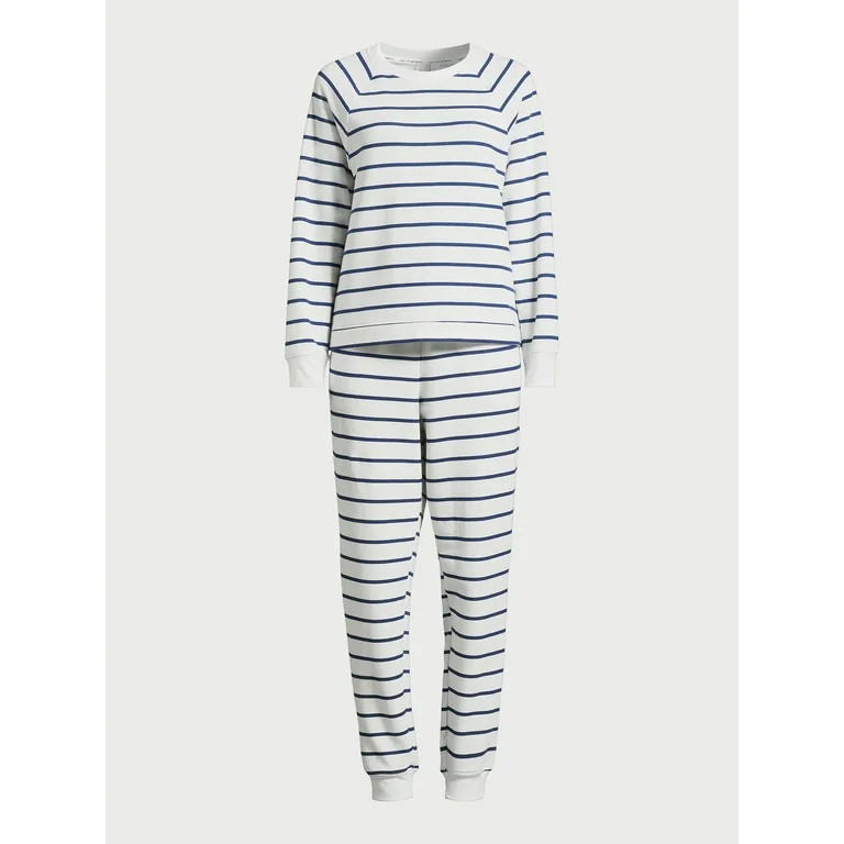 Joyspun Women's Sleep Fleece Top and Joggers Pajama Set, 2-Piece, Sizes S to 3X | Walmart (US)