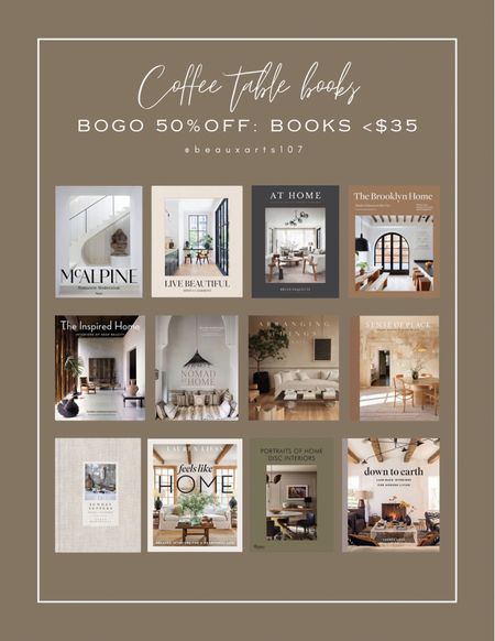Incredible deal on your favorite coffee table books! Buy one get one 50% off these beautiful books including sale prices all under $35!!

#LTKHome #LTKFindsUnder50 #LTKSaleAlert