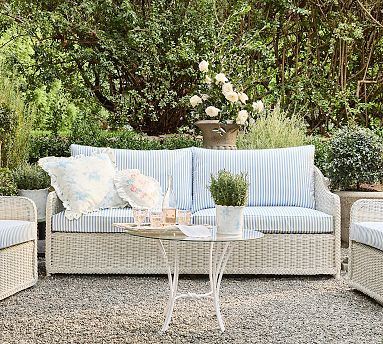 LoveShackFancy Wicker Sofa with High Performance Cushions | Pottery Barn (US)