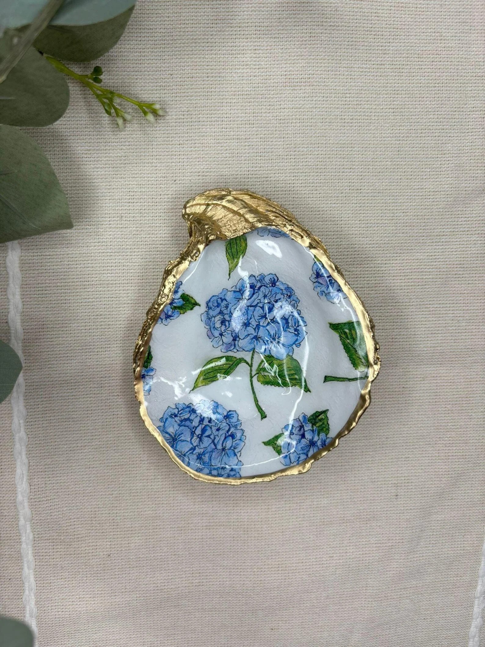 Nantucket Blue Hydrangea Oyster Shell Ring Dish, Trinket Dish, Bridesmaid or Bridal Shower Gift, ... | Etsy (US)