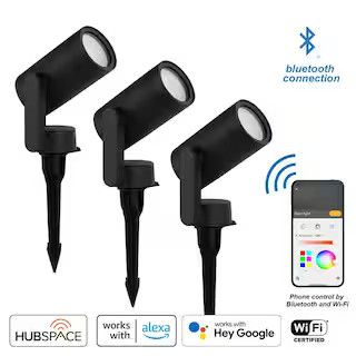 Hampton Bay Low Voltage Black LED Spotlight with Smart App Control (3-Pack) Powered by Hubspace L... | The Home Depot