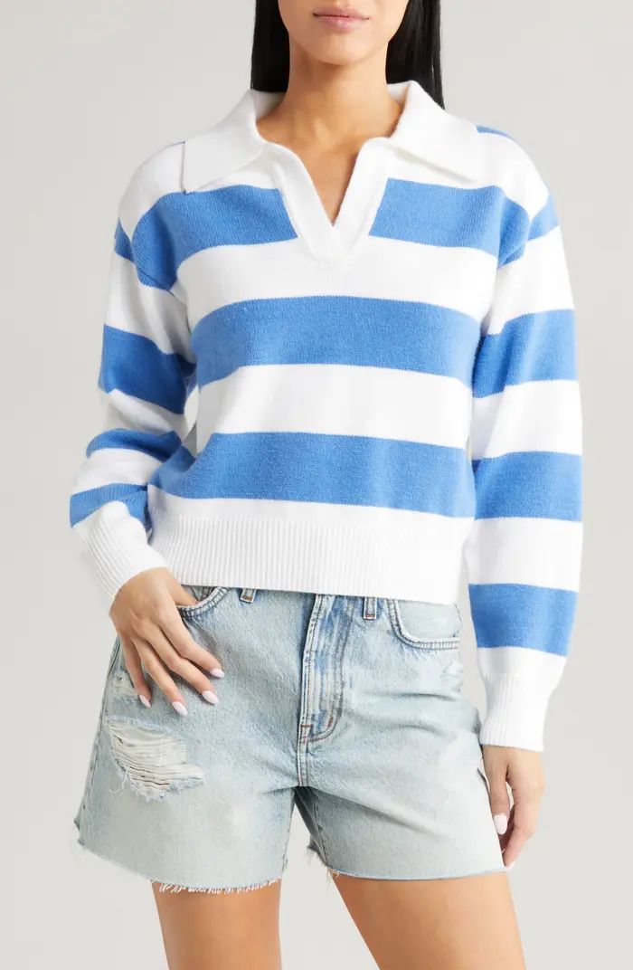 Stripe Johnny Collar Sweater | Nordstrom
