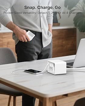 Gitryin 12-in-1 Desktop Charging Station with 4 Retractable Wall Chargers, 40W USB-C Power Strip ... | Amazon (US)